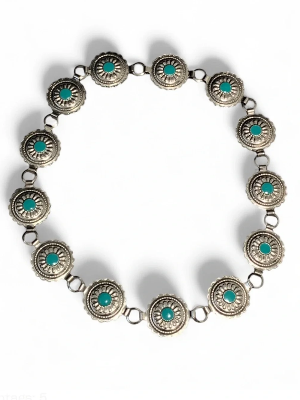 Boho Festival Turquoise Stone Silver Concho Belt